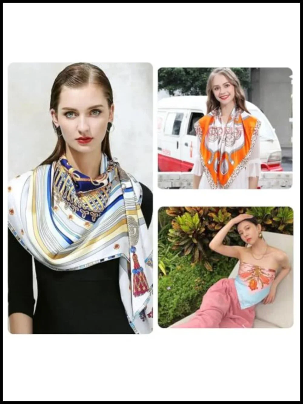 35x35 Satin Hair Scarf for Women - Silky Polyester Headwrap Bandana